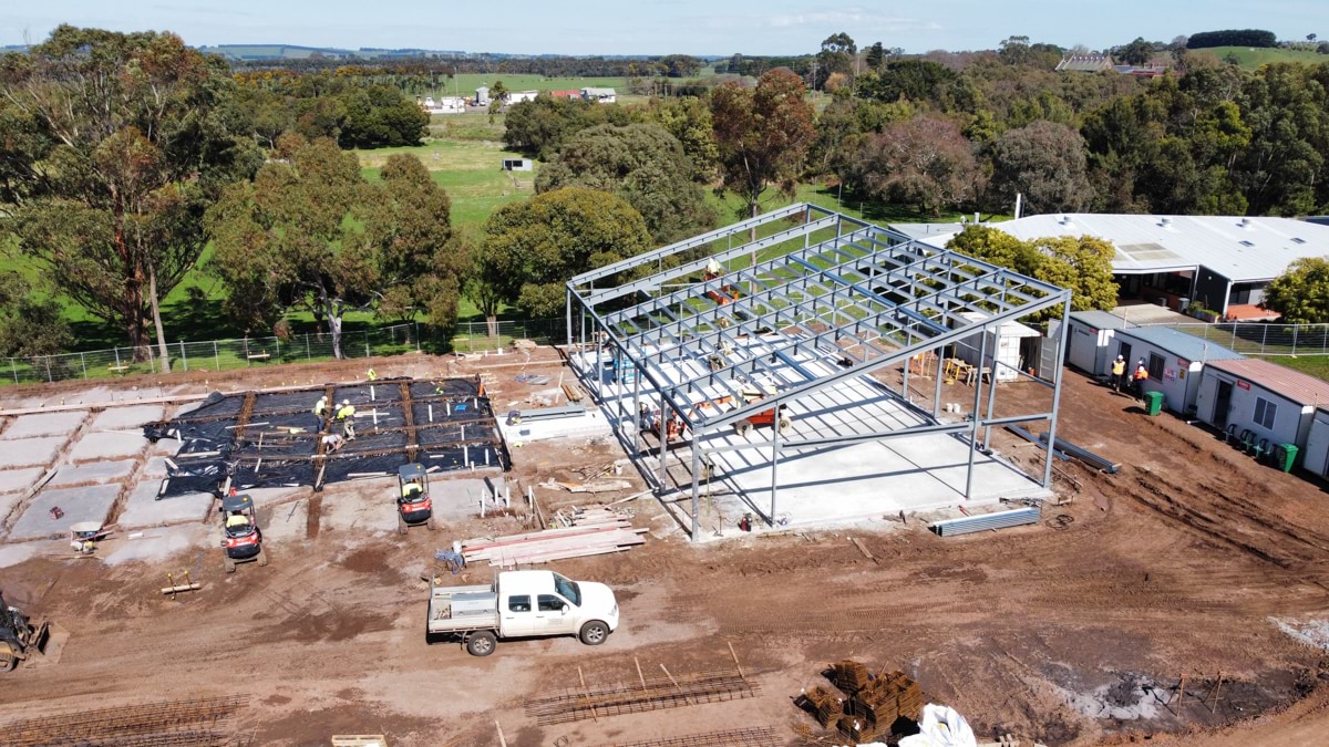 Hampden Specialist School & Terang College - upgrade, aerial photograph of construction site