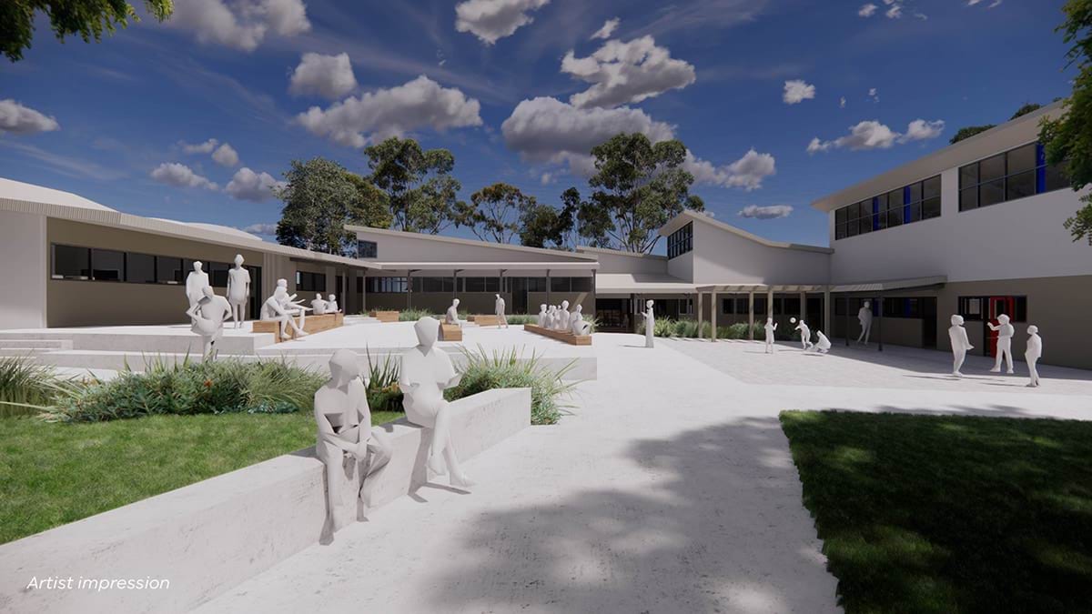 Upper Yarra Secondary College - stage 2, illustrated exterior render