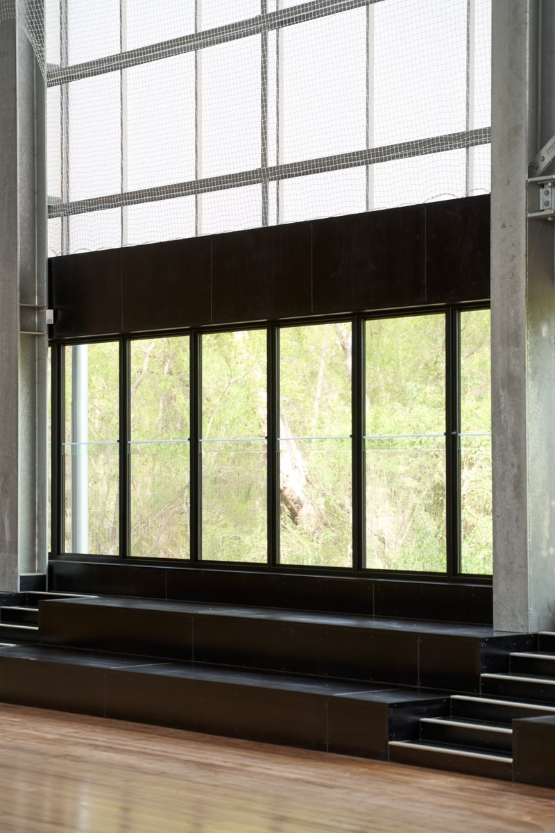 Photo of the gymnasium window and seating area