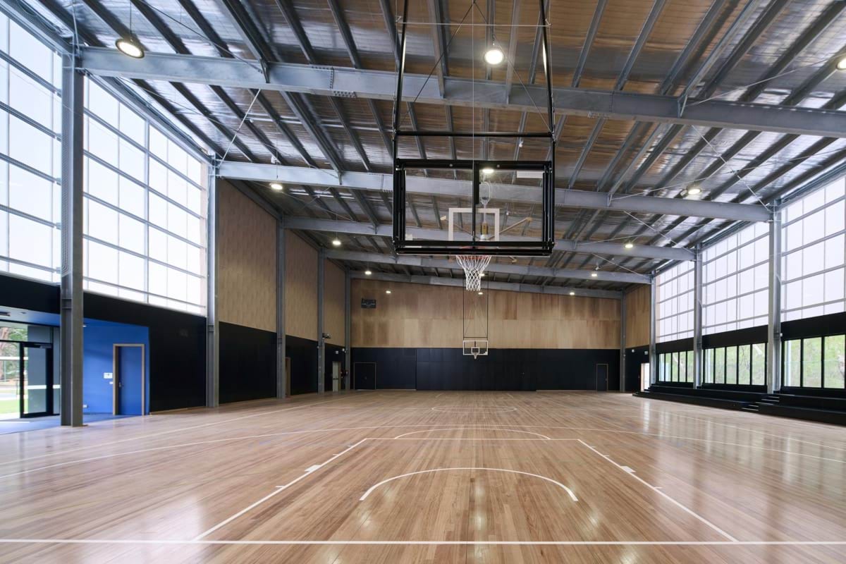 Photo of the basketball hoop and gymnasium multi-purpose play space