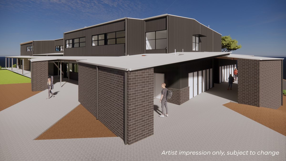 Frankston High School - upgrade, illustrated render, admin exterior