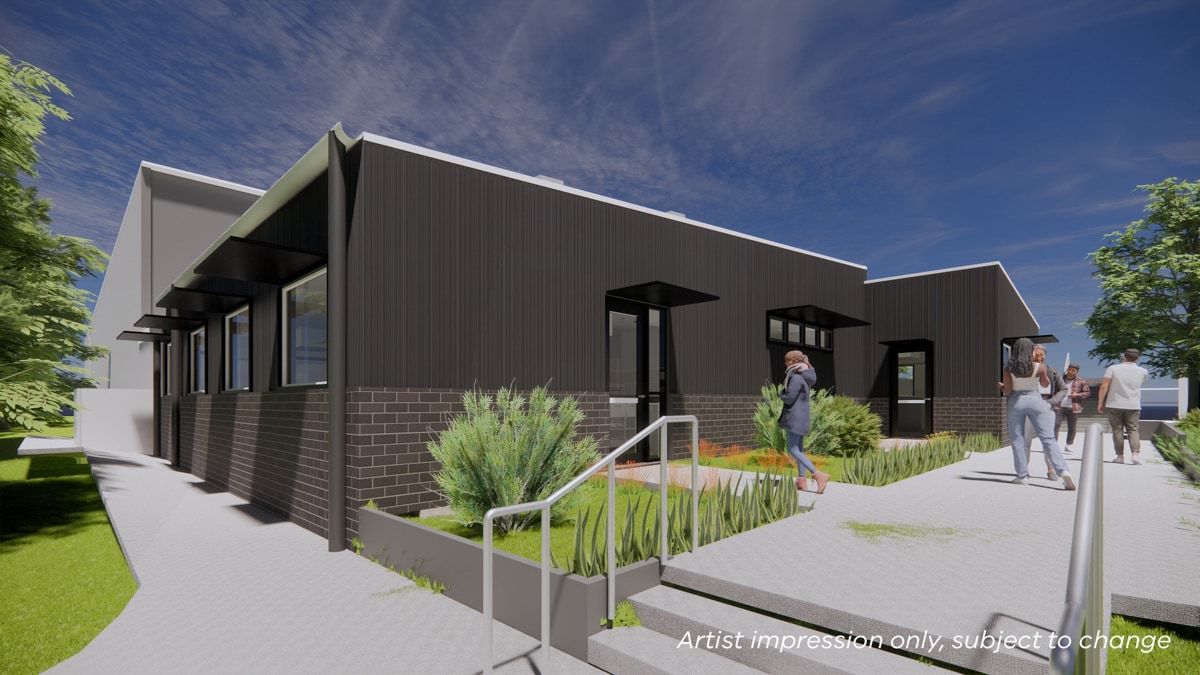 Frankston High School - upgrade, illustrated render, food tech exterior