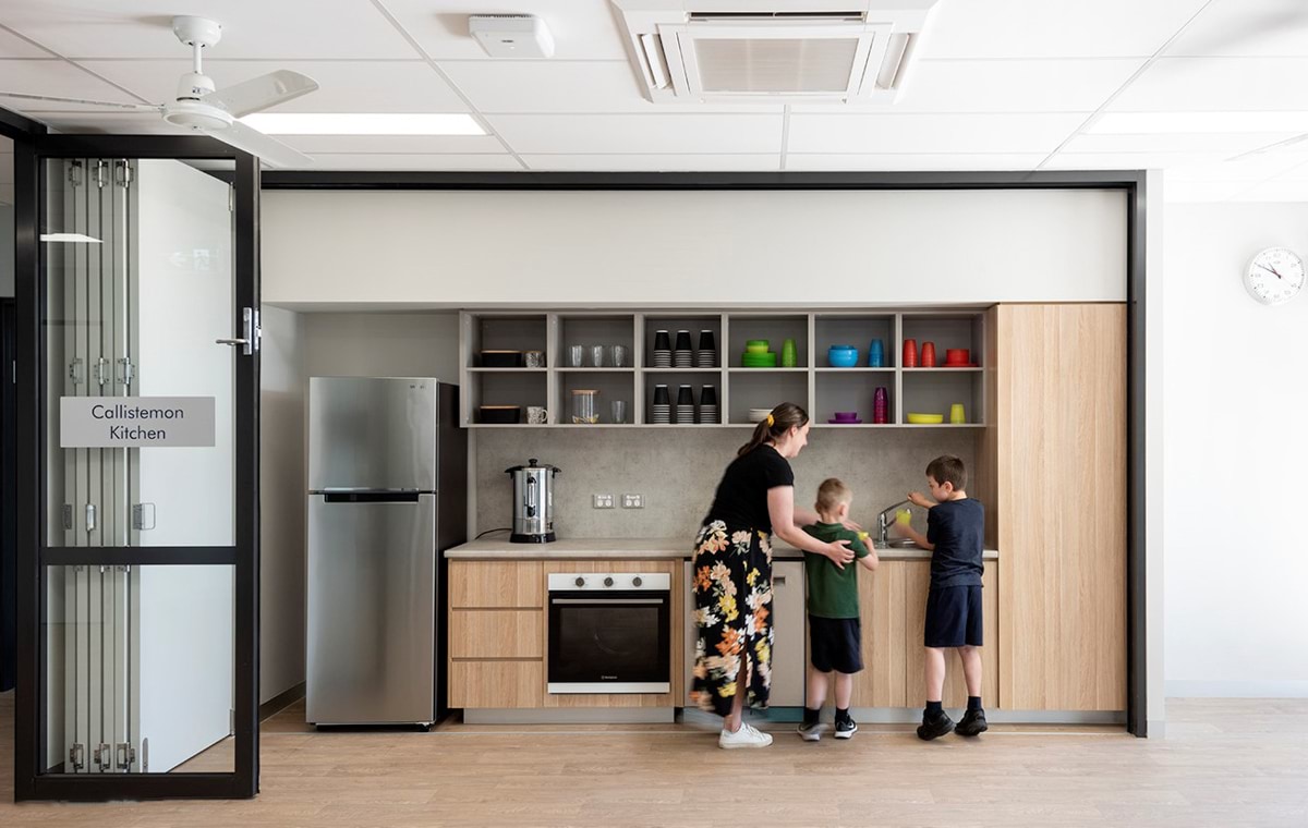 Photo of students in the kitchen