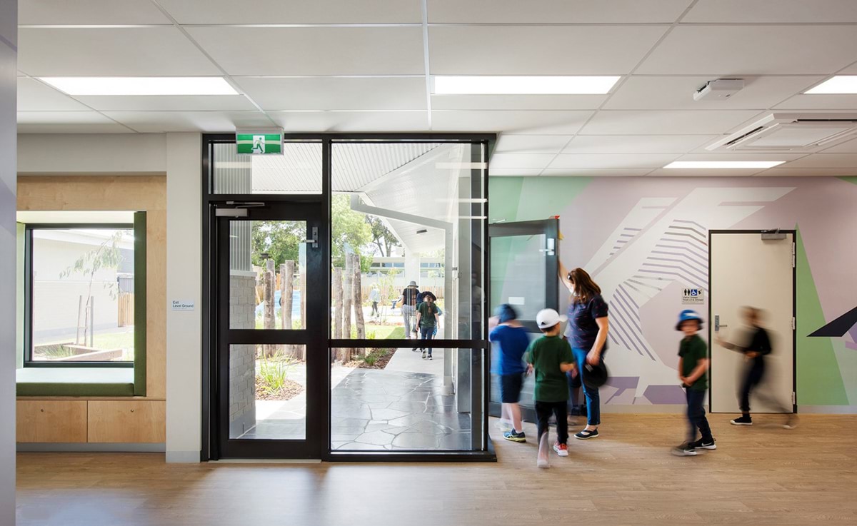 Photo of students in the foyer