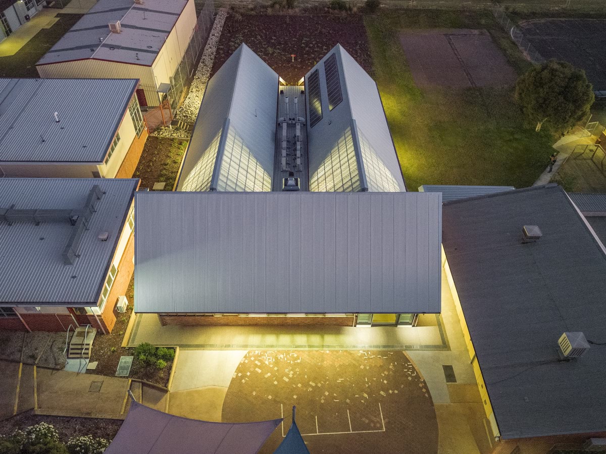 Aerial photo of the school building