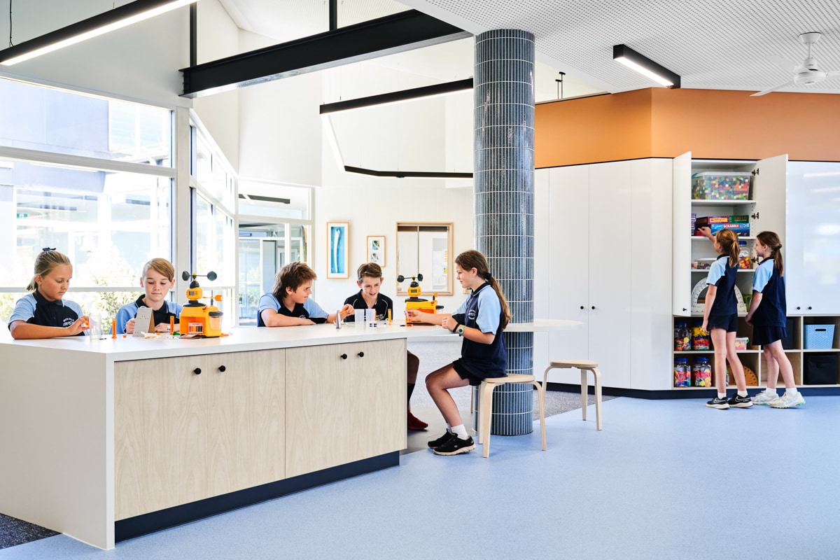 Photo of students in the upgraded classroom