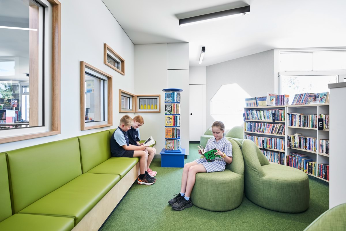 Photo of students reading in an upgraded space