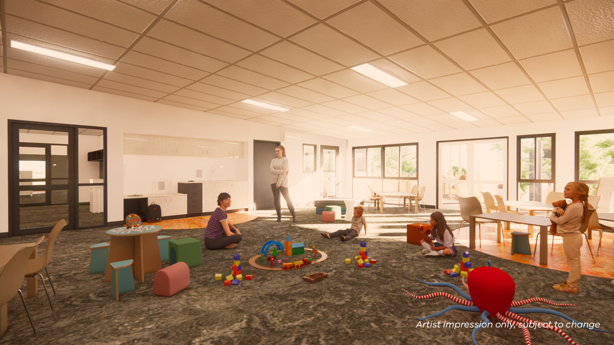 Reservoir East Family Centre - illustrated renders, artist impression of internal space