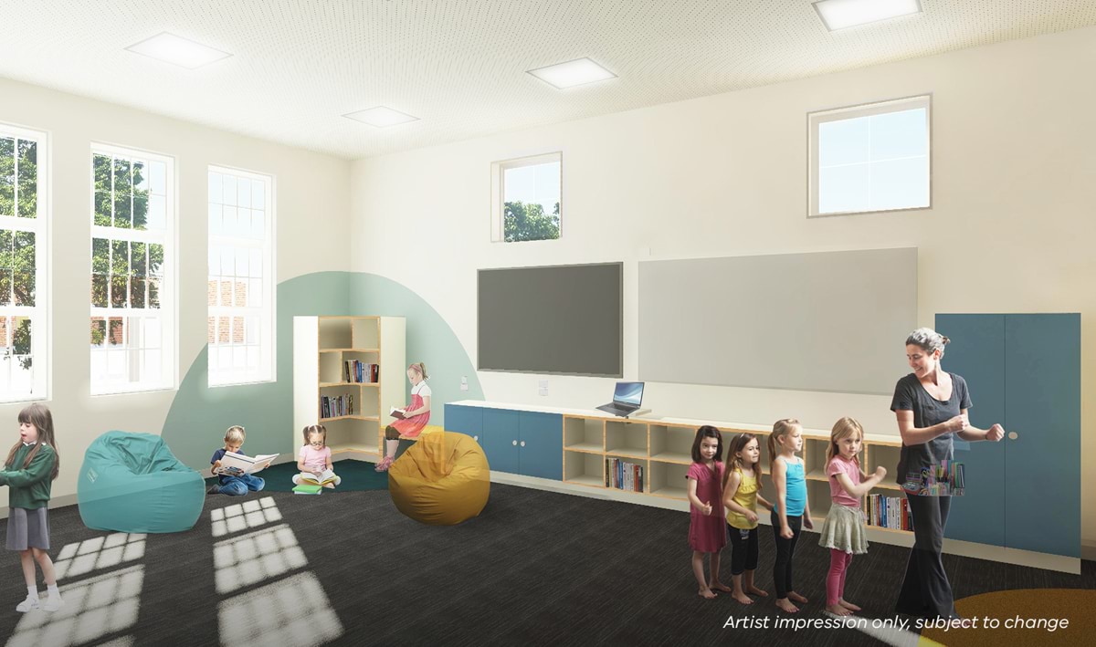 Auburn South Primary School - upgrade, illustrated render of formal learning spaces