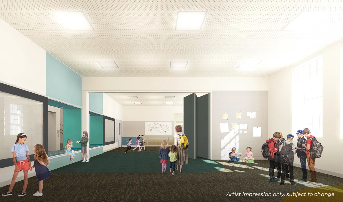 Auburn South Primary School - upgrade, illustrated render of interior of learning space