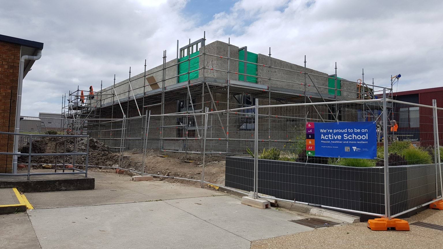 Orbost Community College - upgrade and modernisation, photograph of construction of new building