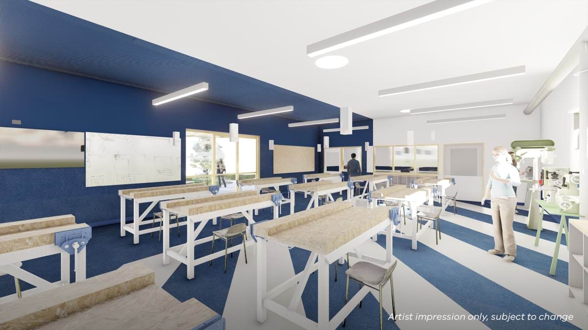 Rushworth P-12 College - upgrade, illustrated render interior of classroom