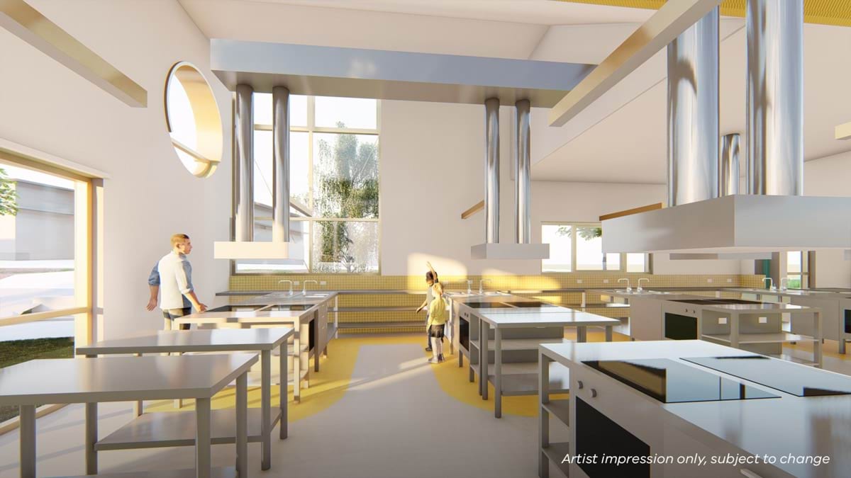 Rushworth P-12 College - upgrade, illustrated render interior of classroom