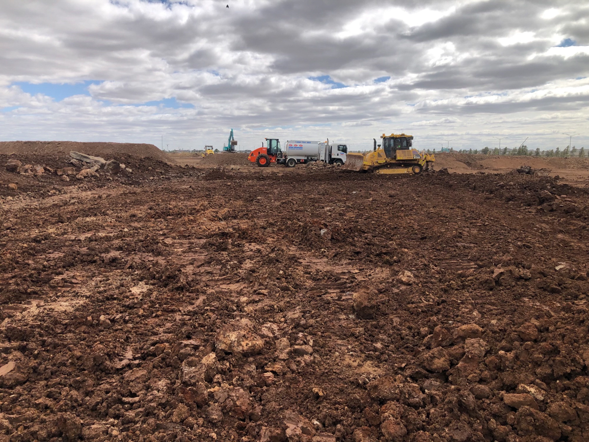 Lollypop Creek Specialist School (interim name) - construction photo of site progress in February 2023 - site levelling