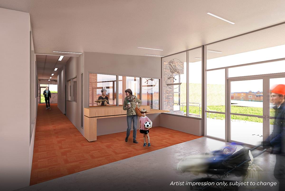 Manchester Primary School - illustrated render showing an entrance lobby 