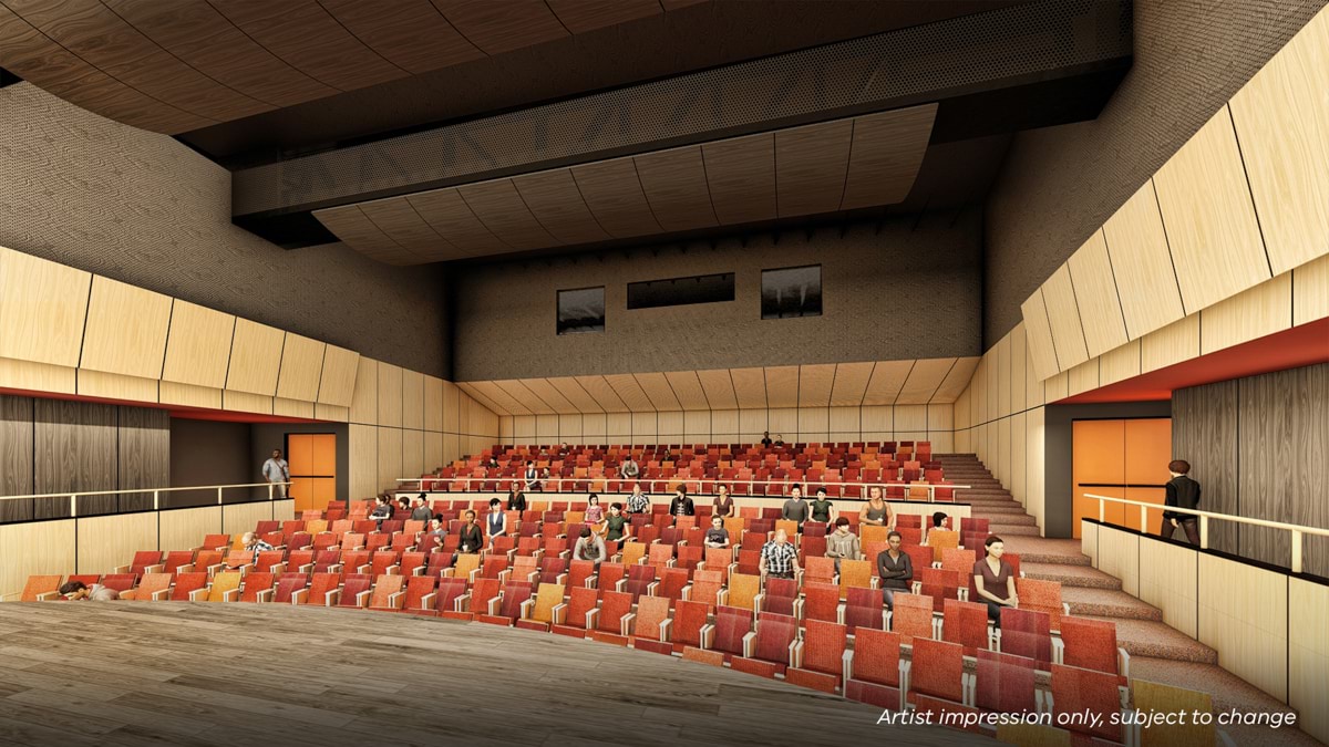 Mill Park Secondary College- upgrade and modernisation, Illustrated render of the interior of the performing arts centre