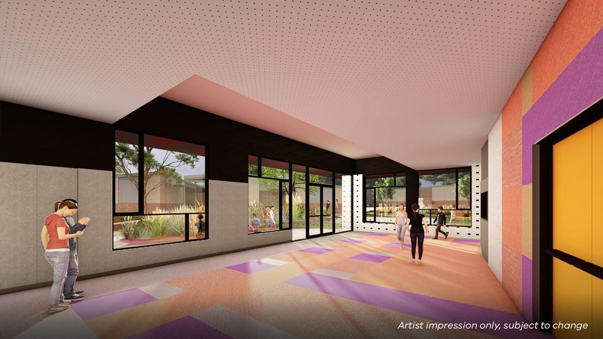 Mill Park Secondary College- upgrade and modernisation, Illustrated render of the interior of the performing arts centre