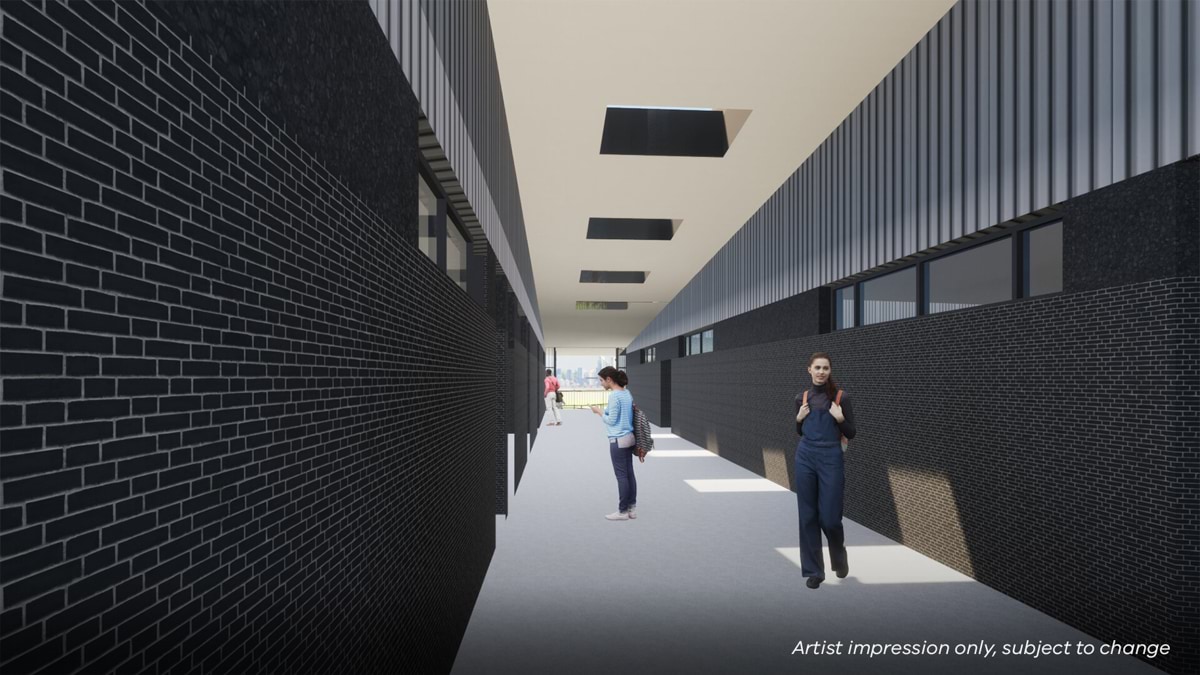 Swinburne Senior Secondary College - illustrated render showing a corridor