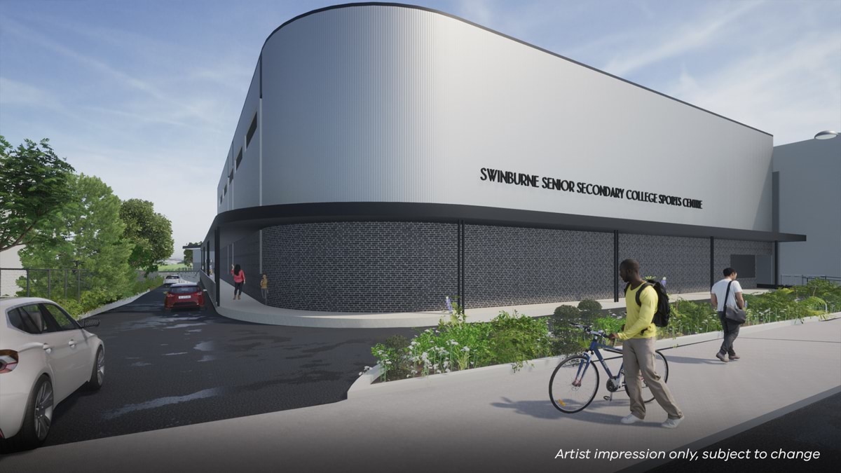 Swinburne Senior Secondary College - illustrated render of the gym exterior