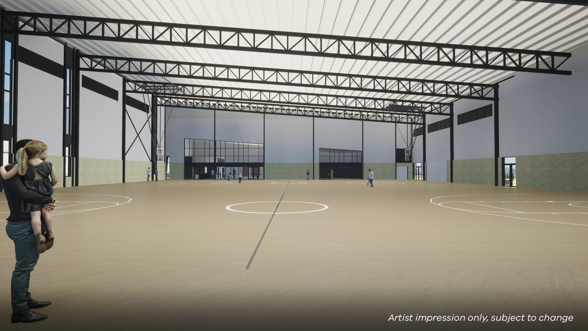 Swinburne Senior Secondary College - illustrated render of the gym interior