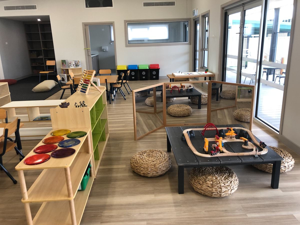 Essendon Kindergarten - photo of the inside of the completed kindergarten, showing children's toys and play spaces