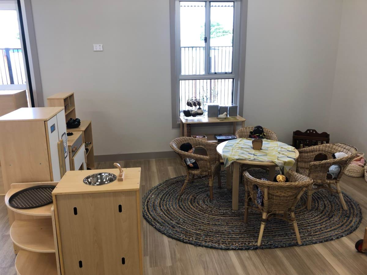 Essendon Kindergarten - photo of the inside of the completed kindergarten, showing a children's table and play area