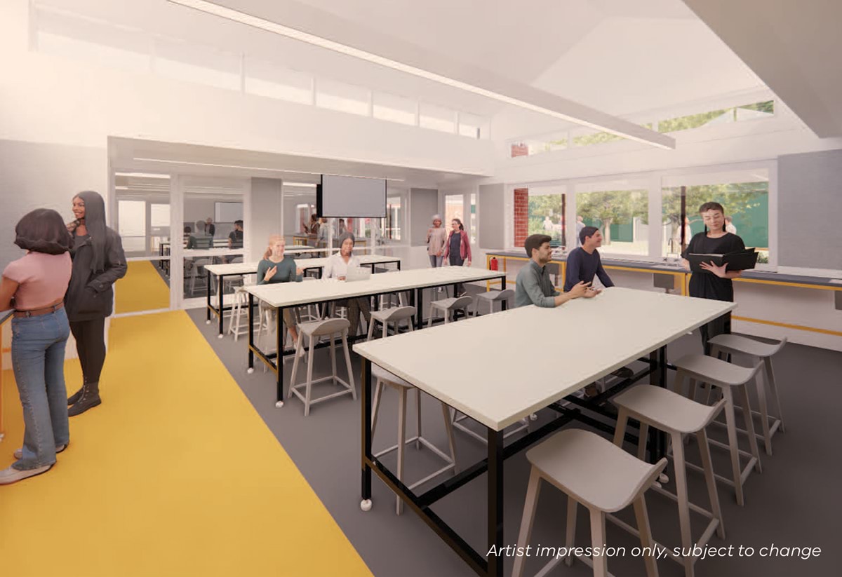 Hampton Park Secondary College - illustrated render showing the inside of a school classroom