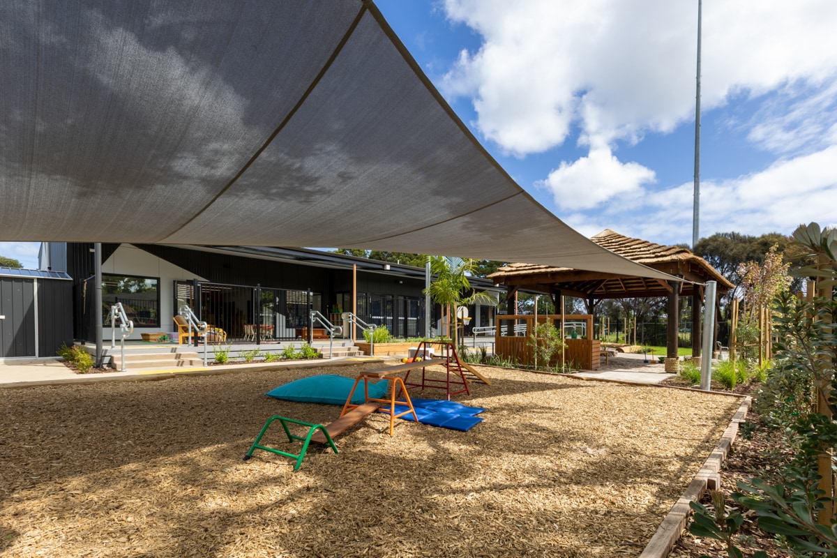 Newhaven Kindergarten - photo showing a shaded outdoor play space