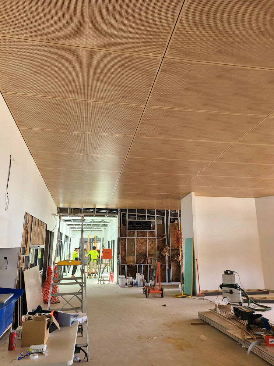 Peter Lalor Secondary College - construction photo of site progress in March 2023 - interior works to a school building