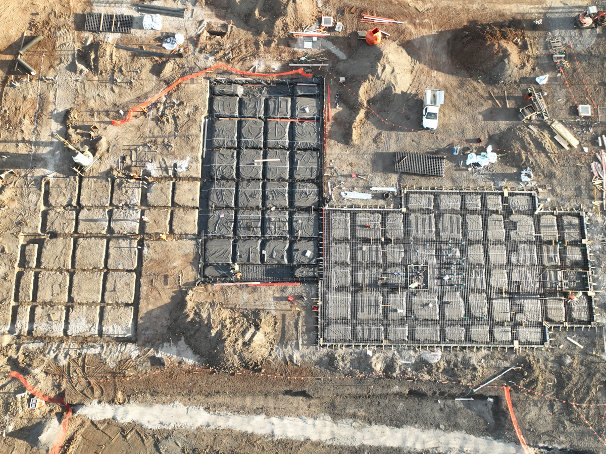 Tarneit North Primary School (interim name) - construction photo of site progress in February 2023 - aerial shot of site