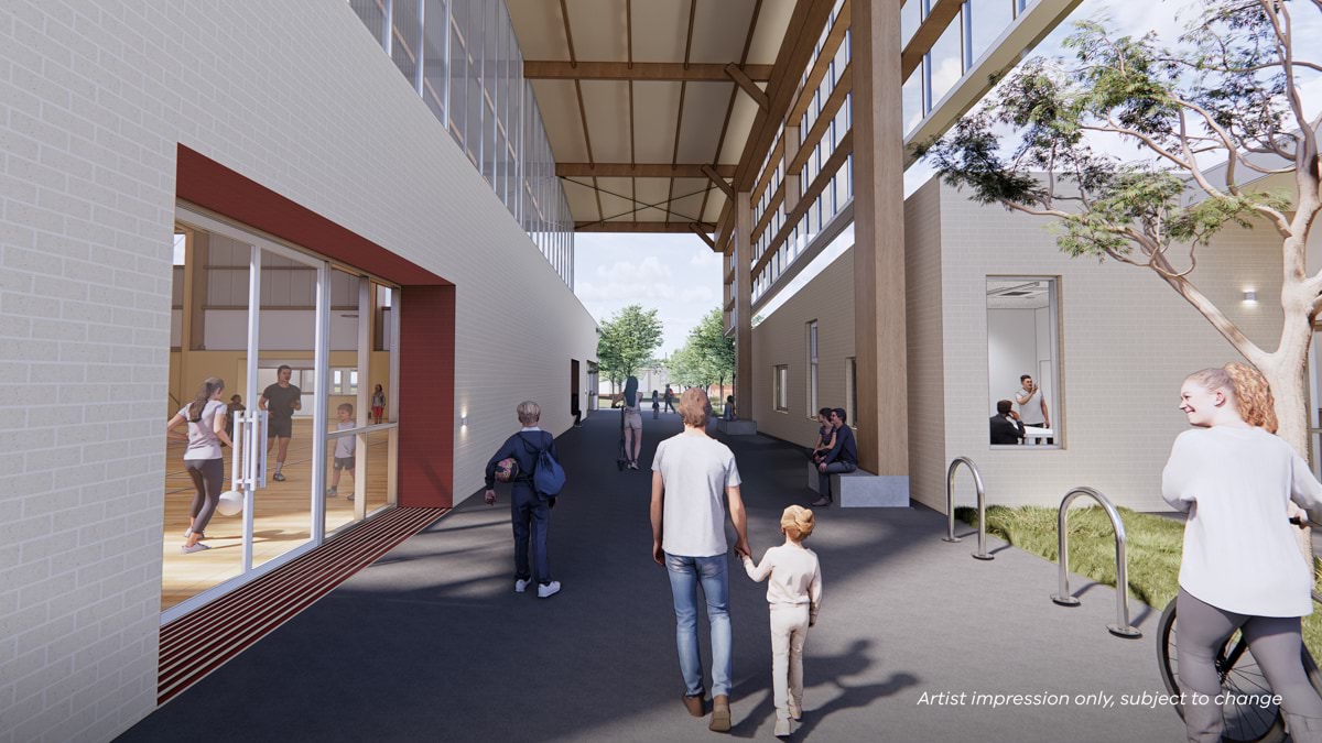 Newlands Primary School - upgrade and modernisation, illustrated render - courtyard