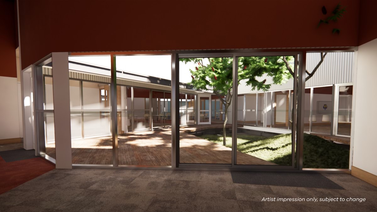 Newlands Primary School - upgrade, illustrated render - courtyard