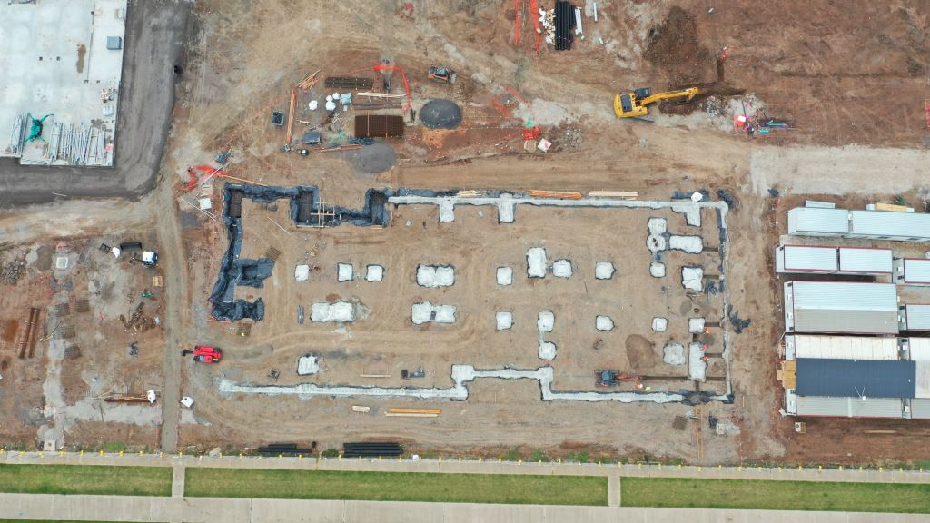  Truganina North Secondary School (interim name) - junior campus - new school, Site progress - April 2023, learning neighbourhood (classrooms)