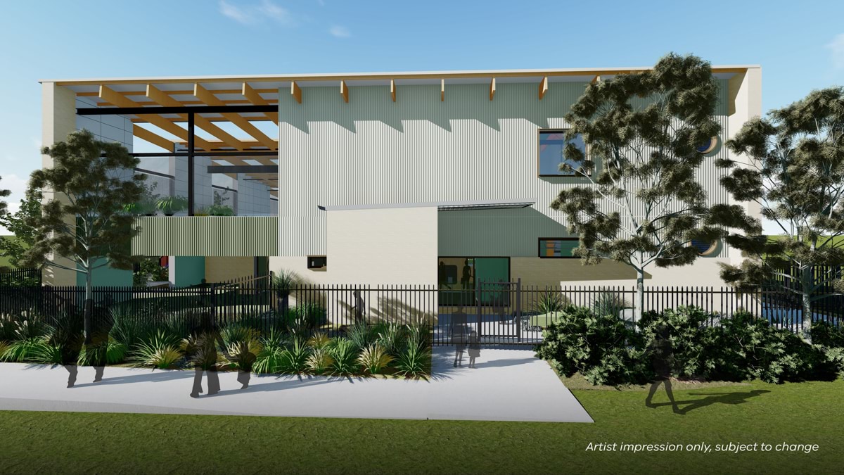 Black Forest East Primary School Kindergarten (interim name) - illustrated render, Kindergarten entrance