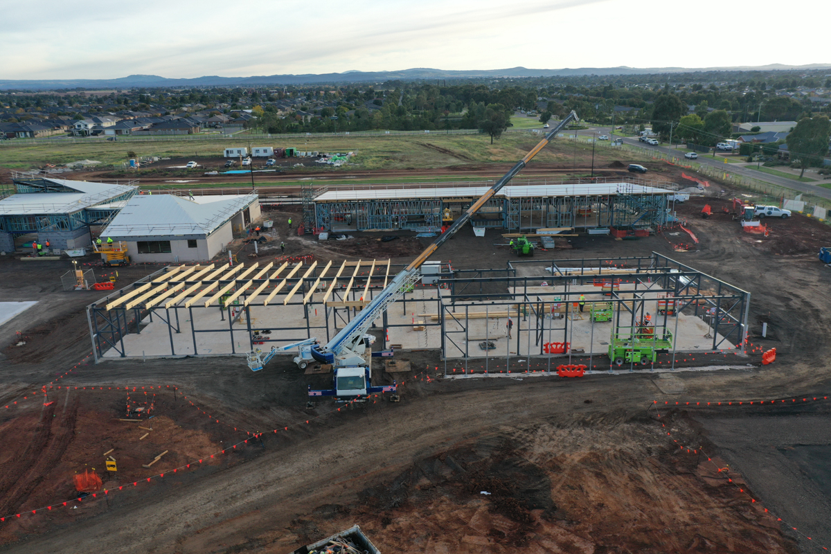 Brookfield Primary School (interim name) - new school, Site progress - May 2023, learning neighbourhood (classrooms)