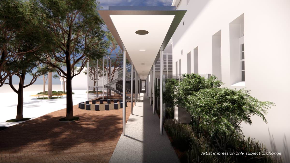 Kensington Primary School - illustrated render, Upgrade and modernisation - artist impression of the covered walkway