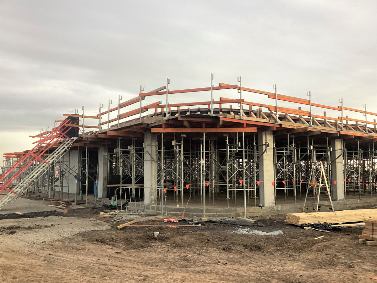 Lollypop Creek Secondary School (interim name) - new school, Site progress - April 2023, design, arts, technology and science building