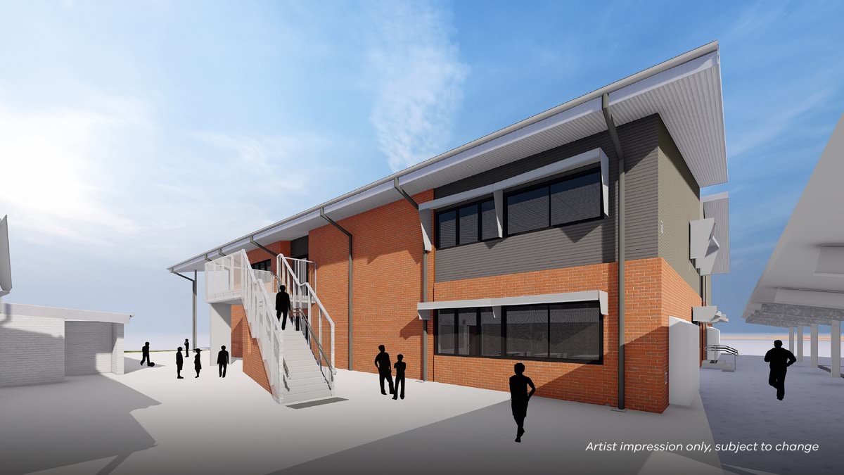 Manor Lakes P-12 College - upgrade and modernisation - building capacity, Illustrated render - North East view