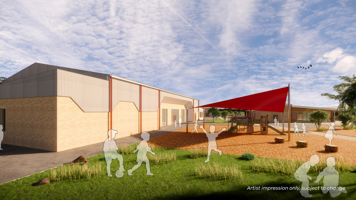 Officer Brunt Road Primary School (interim name) - illustrated render, Community hub