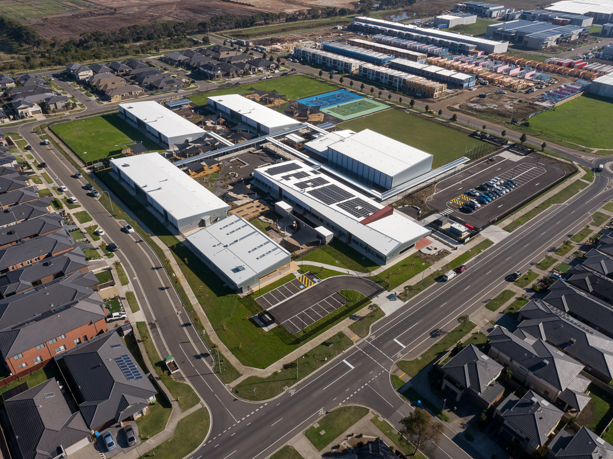 Quarters Primary School - new school, Completed school - aerial view