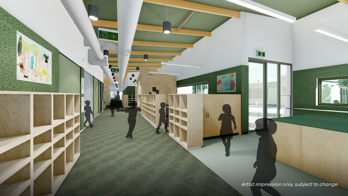 Tarneit North Primary School (interim name) - illustrated render, Learning neighbourhood (classrooms)