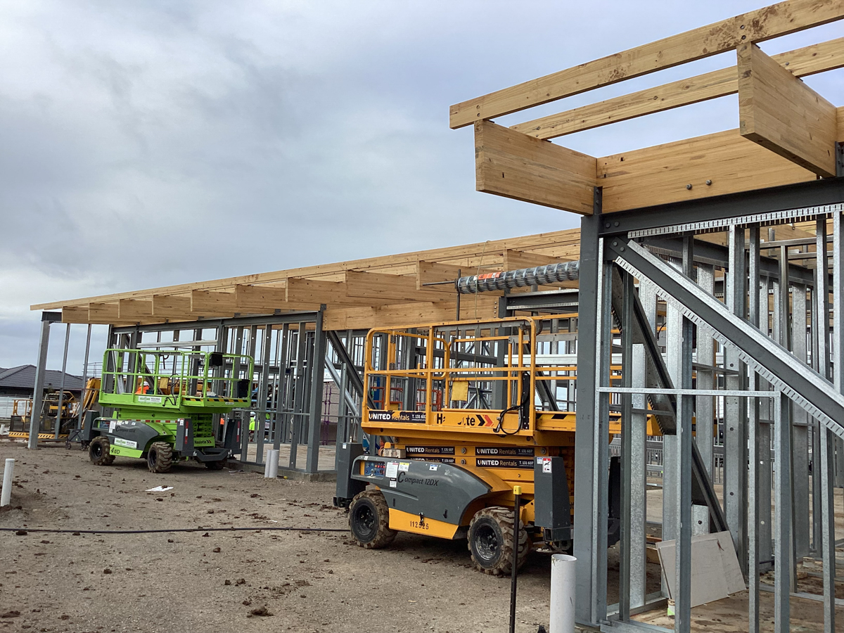 Tarneit North Primary School (interim name) - new school, Site progress - May 2023, learning neighbourhood (classrooms)