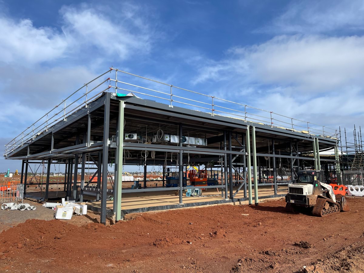 Aintree Secondary School (interim name) - new school, Site progress - May 2023, learning neighbourhood (classrooms)