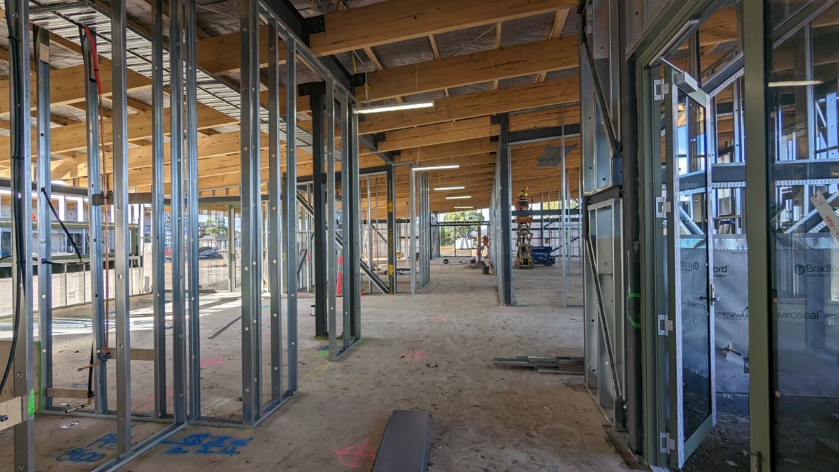 Brookfield Primary School (interim name) - new school, Site progress - June 2023, learning neighbourhood (classrooms)