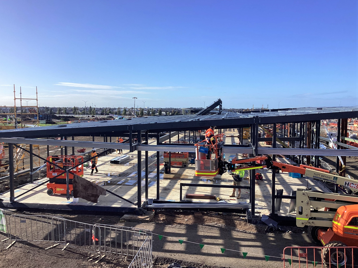 Lollypop Creek Secondary School (interim name) - new school, Site progress - May 2023, learning neighbourhood (classrooms)