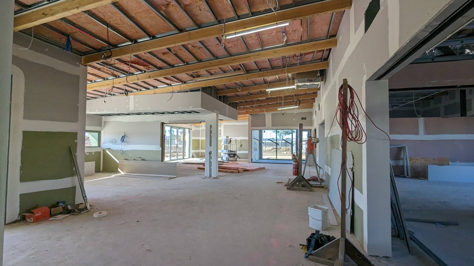 Binap Primary School - new school, Site progress - August 2023, learning neighbourhood (classrooms)
