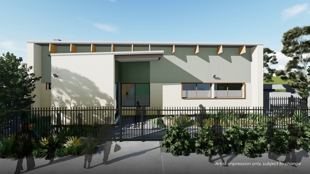 Topirum Primary School Kindergarten – illustrated render, Kindergarten entrance 