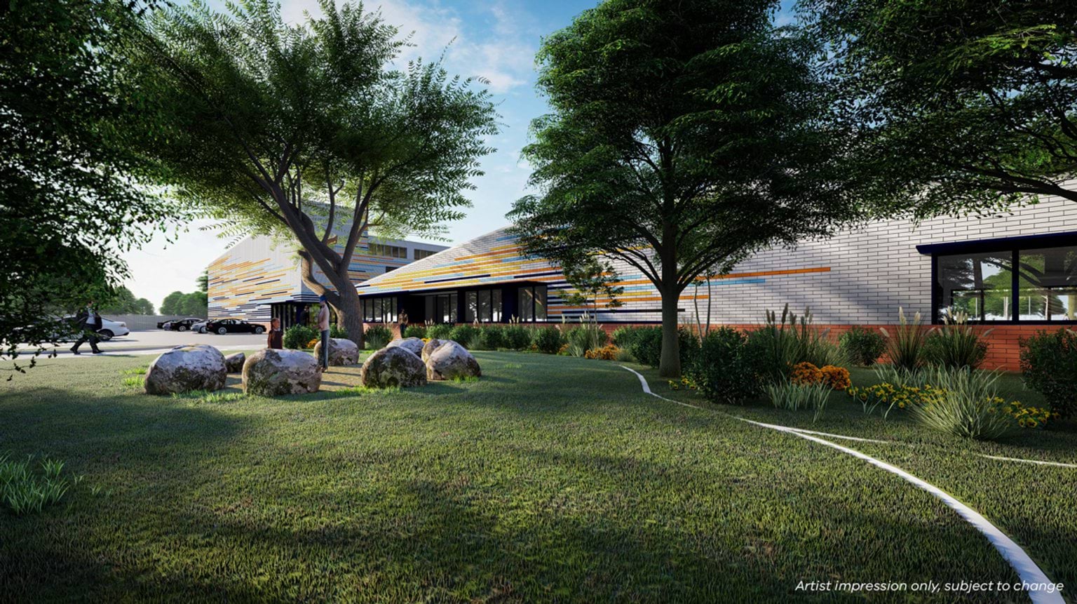 Drouin Primary School - Upgrade and Modernisation, illustrated render of the view to gym and admin