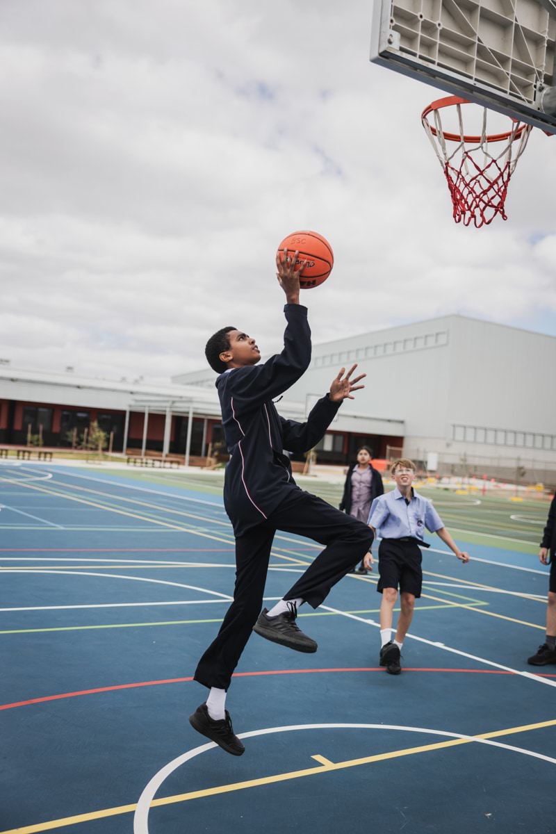 Bemin Secondary College – official opening, students playing on an outside court