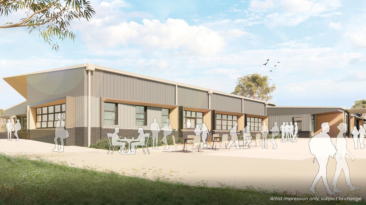 East Loddon P-12 College – upgrade and modernisation – next stage, illustrated render of the STEAM building